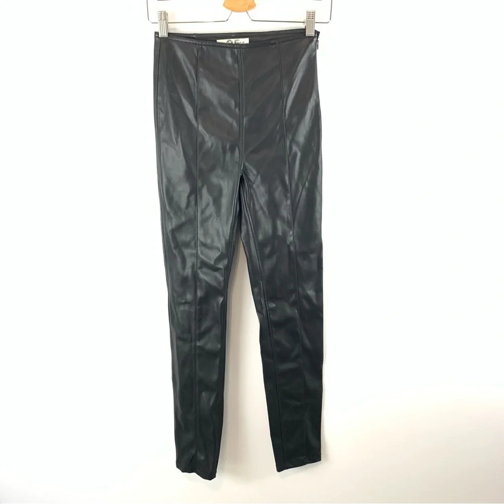 Free People We The Free Spitfire Stacked Skinny Pants Faux Leather Size 25